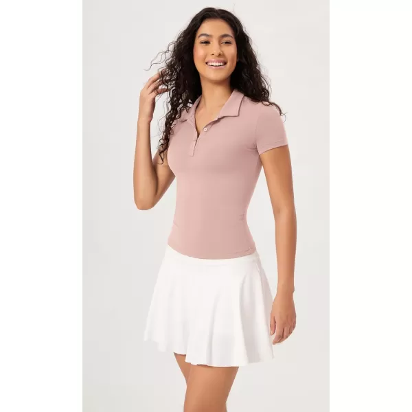 ODODOS Cloud Feeling Short Sleeve Polo Shirts for Women Lightweight Buttery Soft Summer Tennis Golf TopsDusty Pink
