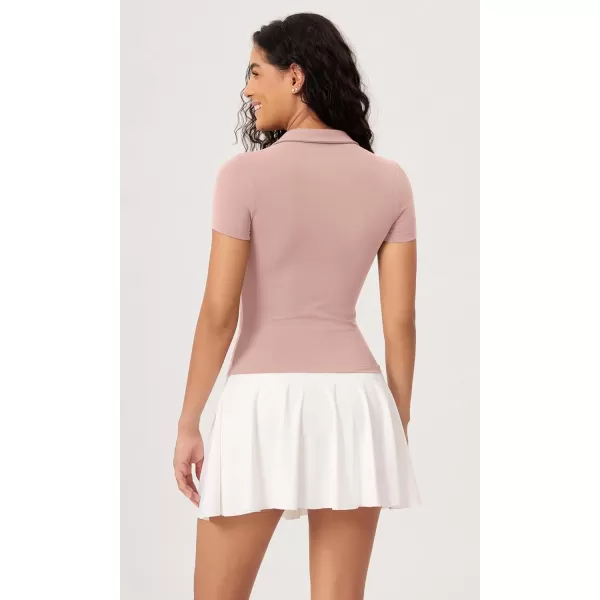 ODODOS Cloud Feeling Short Sleeve Polo Shirts for Women Lightweight Buttery Soft Summer Tennis Golf TopsDusty Pink