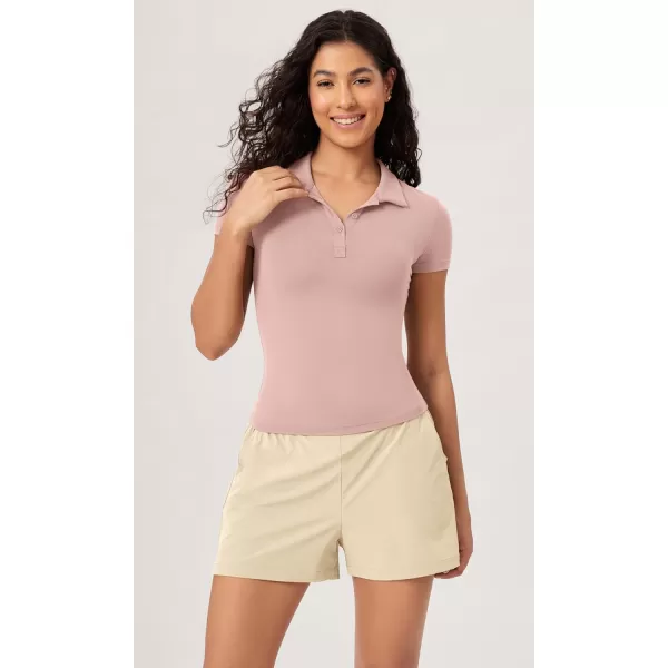 ODODOS Cloud Feeling Short Sleeve Polo Shirts for Women Lightweight Buttery Soft Summer Tennis Golf TopsDusty Pink