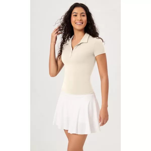 ODODOS Cloud Feeling Short Sleeve Polo Shirts for Women Lightweight Buttery Soft Summer Tennis Golf TopsOat Milk