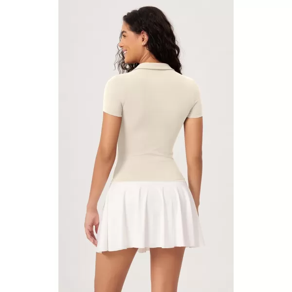 ODODOS Cloud Feeling Short Sleeve Polo Shirts for Women Lightweight Buttery Soft Summer Tennis Golf TopsOat Milk