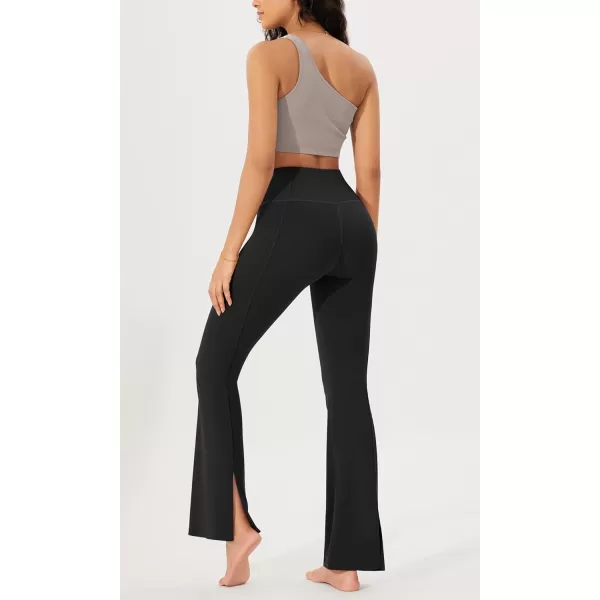 ODODOS Cloud Feeling SplitHem Flared Pants for Women 29quot 31quot High Waisted Lounge Bootcut Yoga PantsBlack