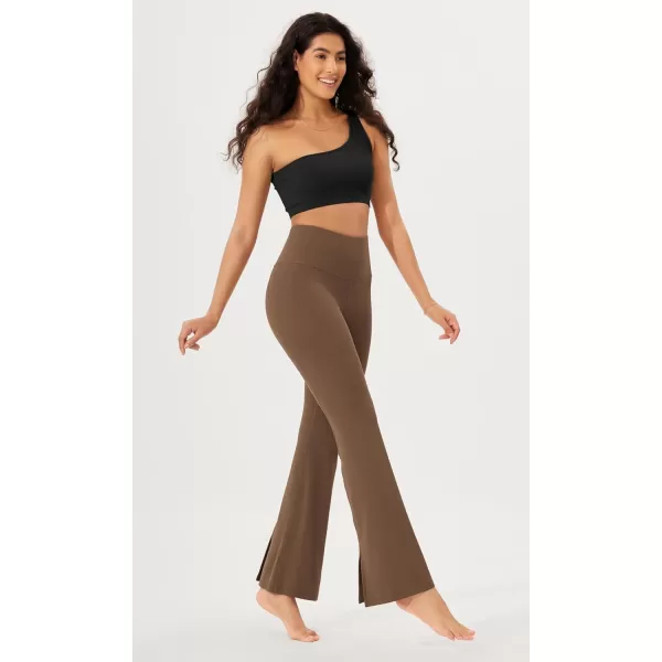 ODODOS Cloud Feeling SplitHem Flared Pants for Women 29quot 31quot High Waisted Lounge Bootcut Yoga PantsBrunette