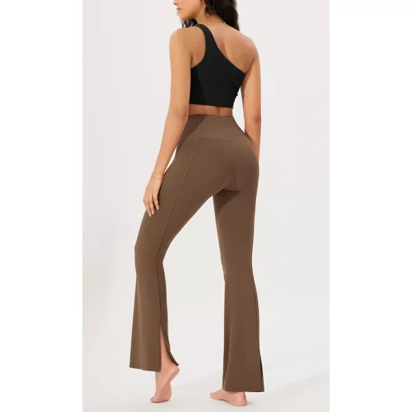 ODODOS Cloud Feeling SplitHem Flared Pants for Women 29quot 31quot High Waisted Lounge Bootcut Yoga PantsBrunette