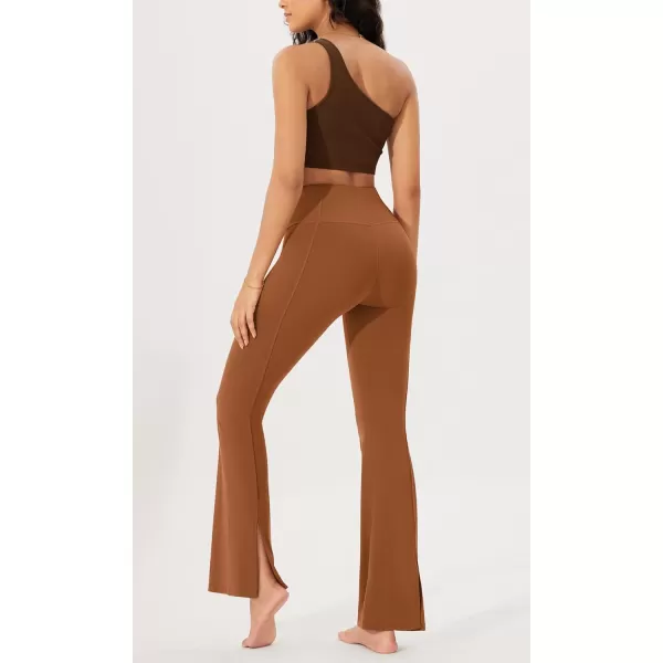 ODODOS Cloud Feeling SplitHem Flared Pants for Women 29quot 31quot High Waisted Lounge Bootcut Yoga PantsCaramel