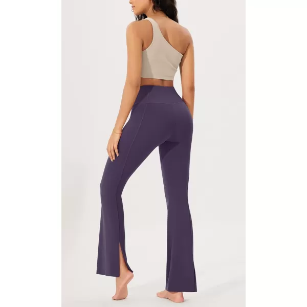 ODODOS Cloud Feeling SplitHem Flared Pants for Women 29quot 31quot High Waisted Lounge Bootcut Yoga PantsDark Purple