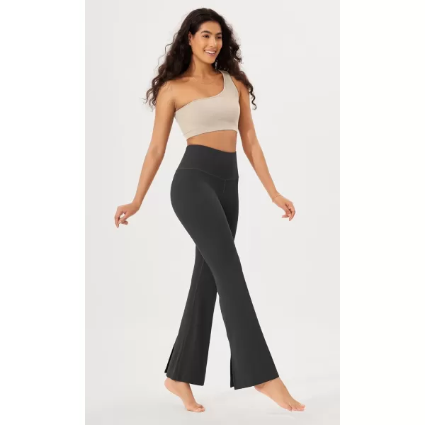 ODODOS Cloud Feeling SplitHem Flared Pants for Women 29quot 31quot High Waisted Lounge Bootcut Yoga PantsOnyx Black Grey