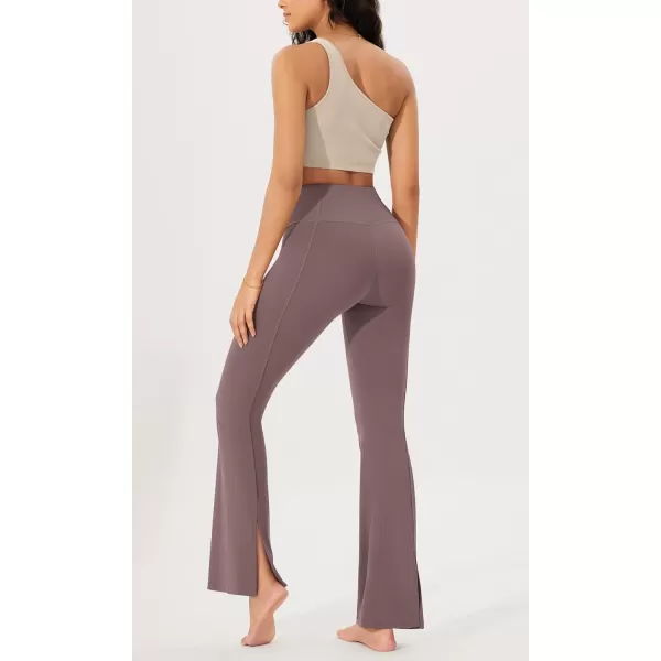 ODODOS Cloud Feeling SplitHem Flared Pants for Women 29quot 31quot High Waisted Lounge Bootcut Yoga PantsPurple Taupe