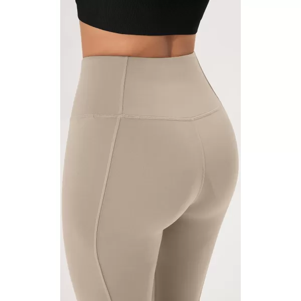 ODODOS Cloud Feeling SplitHem Flared Pants for Women 29quot 31quot High Waisted Lounge Bootcut Yoga PantsShaker Beige