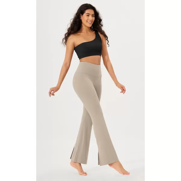 ODODOS Cloud Feeling SplitHem Flared Pants for Women 29quot 31quot High Waisted Lounge Bootcut Yoga PantsShaker Beige