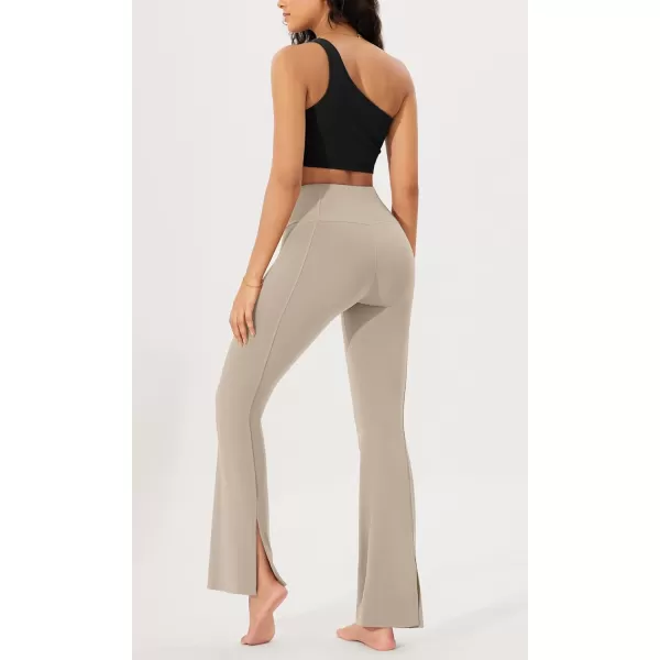 ODODOS Cloud Feeling SplitHem Flared Pants for Women 29quot 31quot High Waisted Lounge Bootcut Yoga PantsShaker Beige
