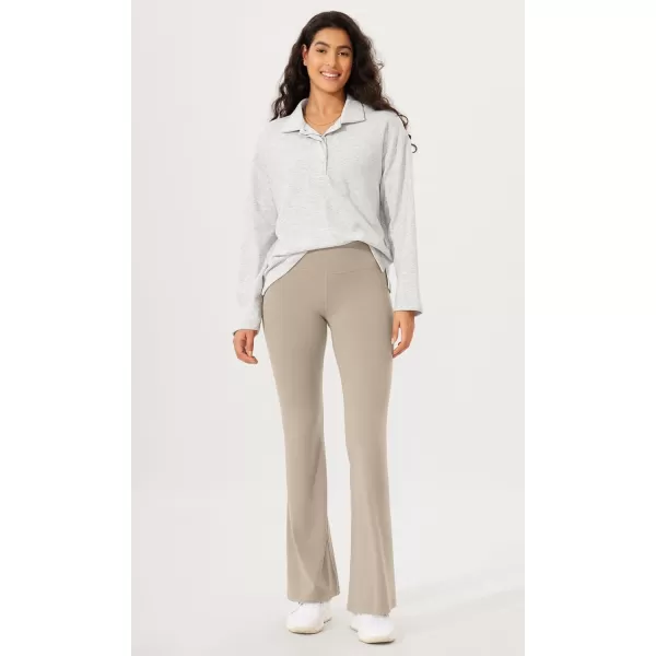 ODODOS Cloud Feeling SplitHem Flared Pants for Women 29quot 31quot High Waisted Lounge Bootcut Yoga PantsShaker Beige