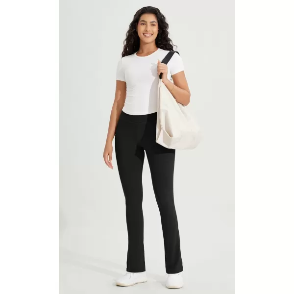 ODODOS Cloud Feeling Straight Leg Pants with Back Pocket for Women High Waist Casual Lounge Yoga Pants 28quot  30quot InseamBlack