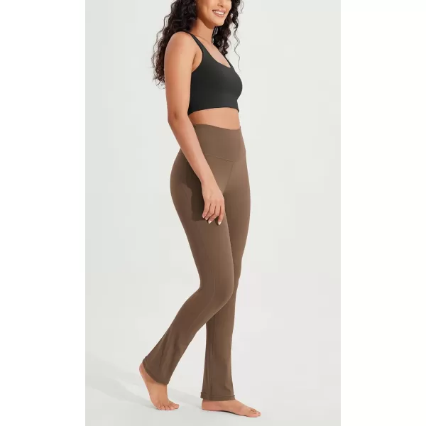 ODODOS Cloud Feeling Straight Leg Pants with Back Pocket for Women High Waist Casual Lounge Yoga Pants 28quot  30quot InseamBrunette