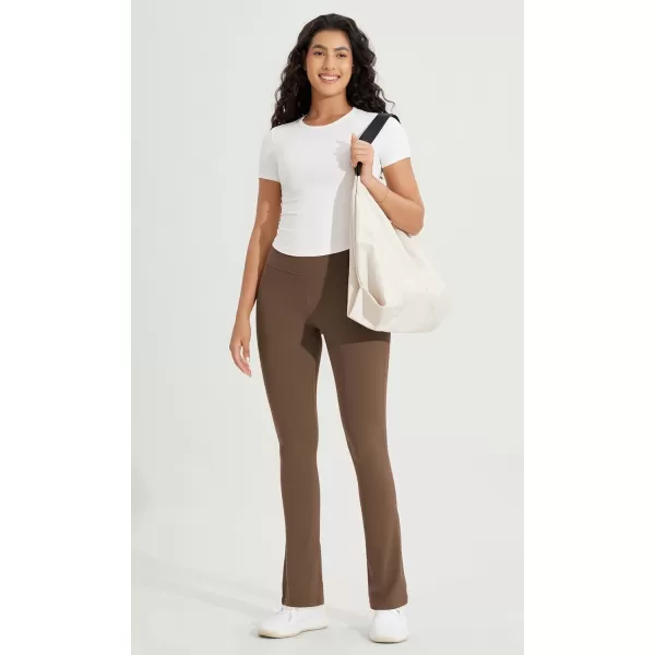 ODODOS Cloud Feeling Straight Leg Pants with Back Pocket for Women High Waist Casual Lounge Yoga Pants 28quot  30quot InseamBrunette