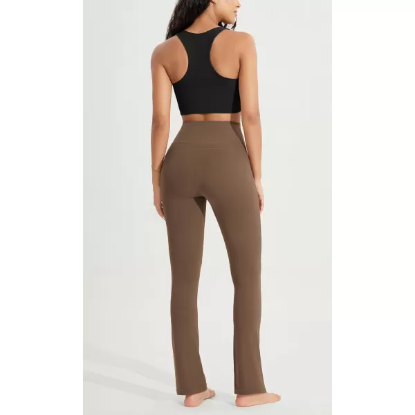 ODODOS Cloud Feeling Straight Leg Pants with Back Pocket for Women High Waist Casual Lounge Yoga Pants 28quot  30quot InseamBrunette