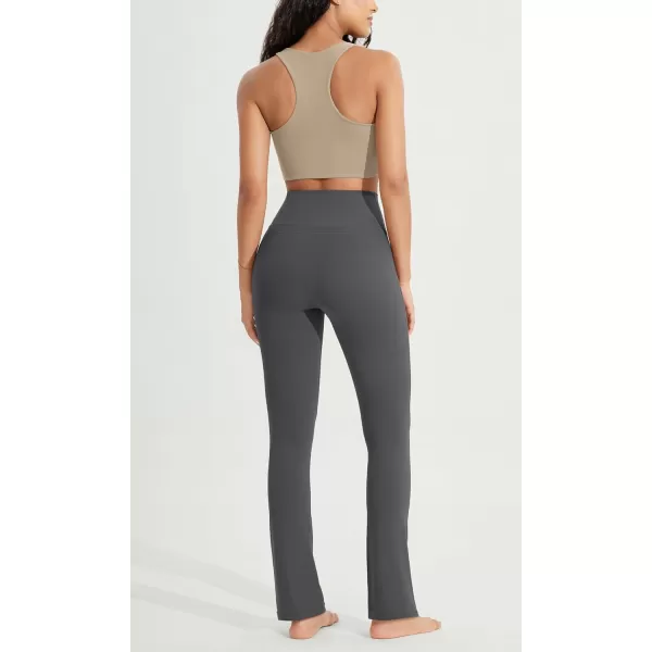 ODODOS Cloud Feeling Straight Leg Pants with Back Pocket for Women High Waist Casual Lounge Yoga Pants 28quot  30quot InseamCharcoal