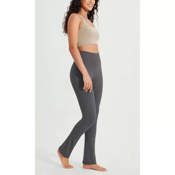 ODODOS Cloud Feeling Straight Leg Pants with Back Pocket for Women High Waist Casual Lounge Yoga Pants 28quot  30quot InseamCharcoal