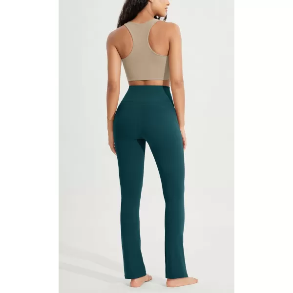ODODOS Cloud Feeling Straight Leg Pants with Back Pocket for Women High Waist Casual Lounge Yoga Pants 28quot  30quot InseamForest Teal