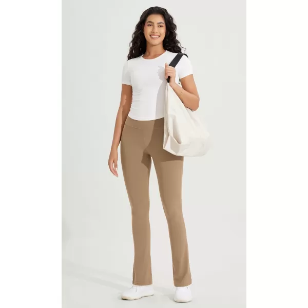 ODODOS Cloud Feeling Straight Leg Pants with Back Pocket for Women High Waist Casual Lounge Yoga Pants 28quot  30quot InseamLight Brown