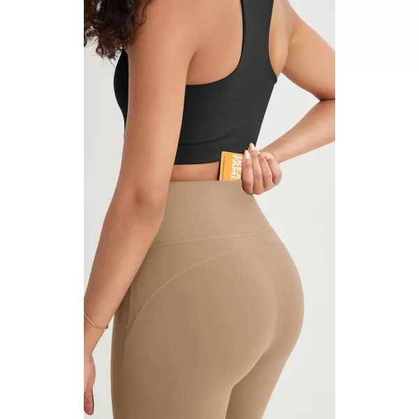 ODODOS Cloud Feeling Straight Leg Pants with Back Pocket for Women High Waist Casual Lounge Yoga Pants 28quot  30quot InseamLight Brown