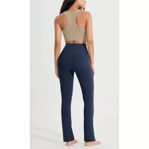 ODODOS Cloud Feeling Straight Leg Pants with Back Pocket for Women High Waist Casual Lounge Yoga Pants 28quot  30quot InseamNavy
