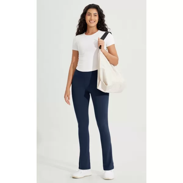 ODODOS Cloud Feeling Straight Leg Pants with Back Pocket for Women High Waist Casual Lounge Yoga Pants 28quot  30quot InseamNavy