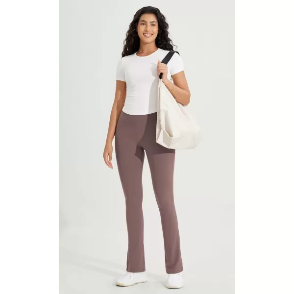 ODODOS Cloud Feeling Straight Leg Pants with Back Pocket for Women High Waist Casual Lounge Yoga Pants 28quot  30quot InseamPurple Taupe