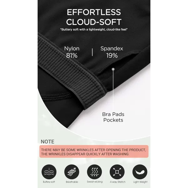 ODODOS Cloud Feeling Tank Bra for Women U Back Wirefree Longline Sports Bra Yoga Crop TopBlack