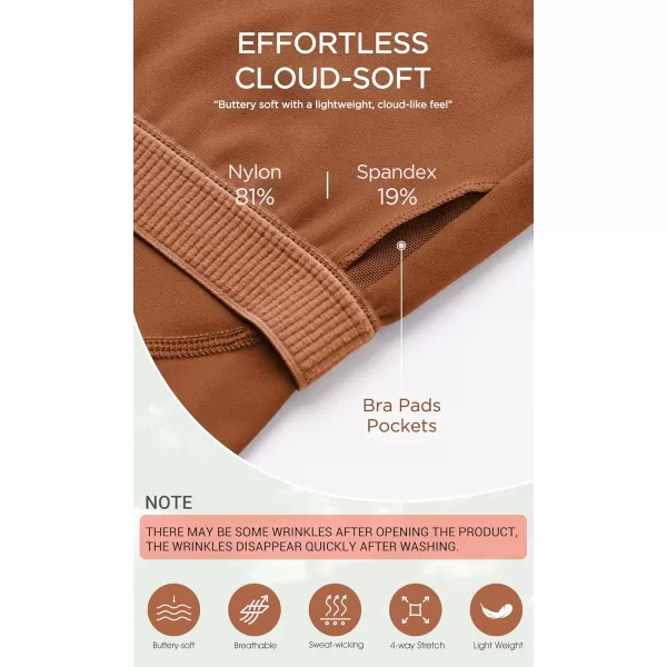 ODODOS Cloud Feeling Tank Bra for Women U Back Wirefree Longline Sports Bra Yoga Crop TopCaramel
