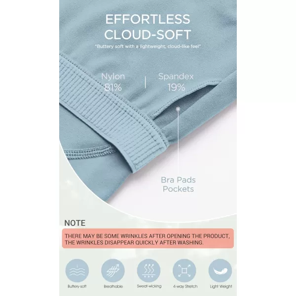 ODODOS Cloud Feeling Tank Bra for Women U Back Wirefree Longline Sports Bra Yoga Crop TopChambray