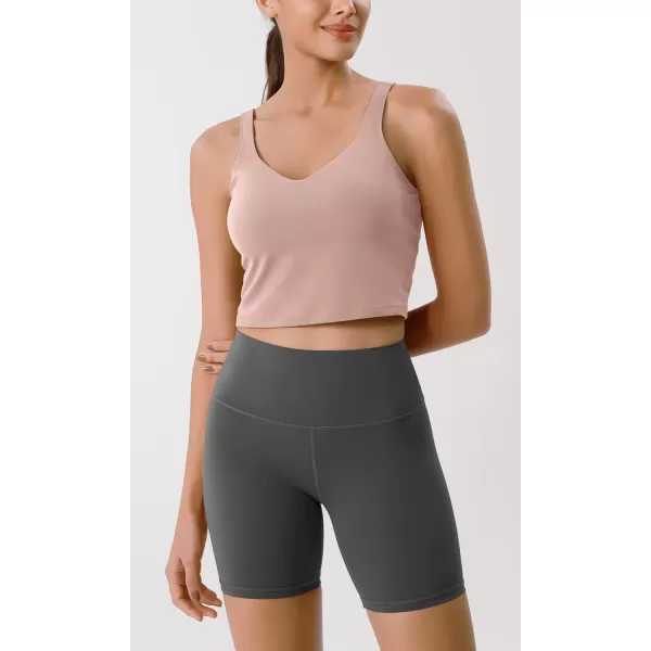 ODODOS Cloud Feeling Tank Bra for Women U Back Wirefree Longline Sports Bra Yoga Crop TopDusty Pink