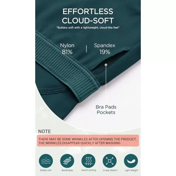 ODODOS Cloud Feeling Tank Bra for Women U Back Wirefree Longline Sports Bra Yoga Crop TopForest Teal