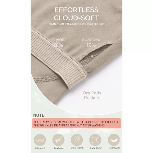 ODODOS Cloud Feeling Tank Bra for Women U Back Wirefree Longline Sports Bra Yoga Crop TopShaker Beige