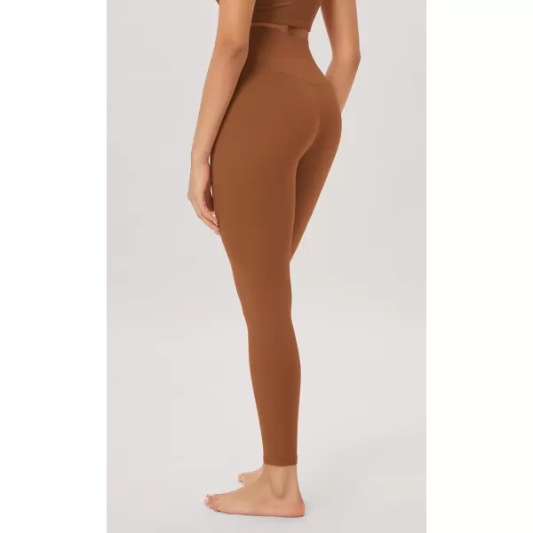ODODOS Cloud Feeling Twist Yoga Leggings for Women 25quot  28quot High Waist Crossover Yoga PantsCaramel