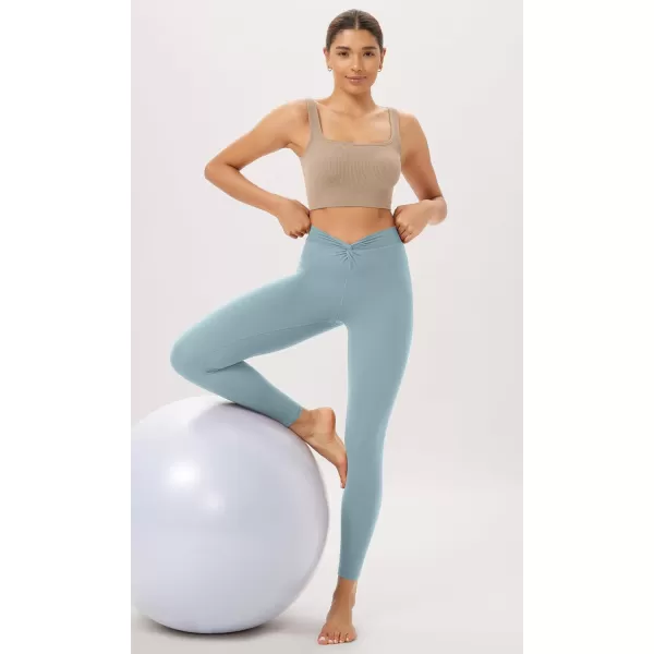 ODODOS Cloud Feeling Twist Yoga Leggings for Women 25quot  28quot High Waist Crossover Yoga PantsChambray