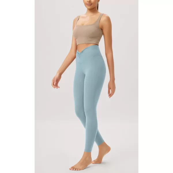 ODODOS Cloud Feeling Twist Yoga Leggings for Women 25quot  28quot High Waist Crossover Yoga PantsChambray