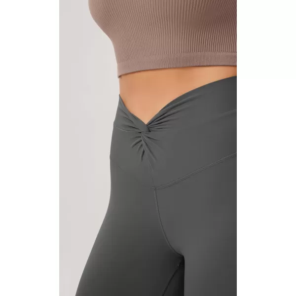 ODODOS Cloud Feeling Twist Yoga Leggings for Women 25quot  28quot High Waist Crossover Yoga PantsCharcoal