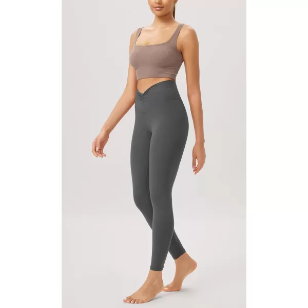 ODODOS Cloud Feeling Twist Yoga Leggings for Women 25quot  28quot High Waist Crossover Yoga PantsCharcoal