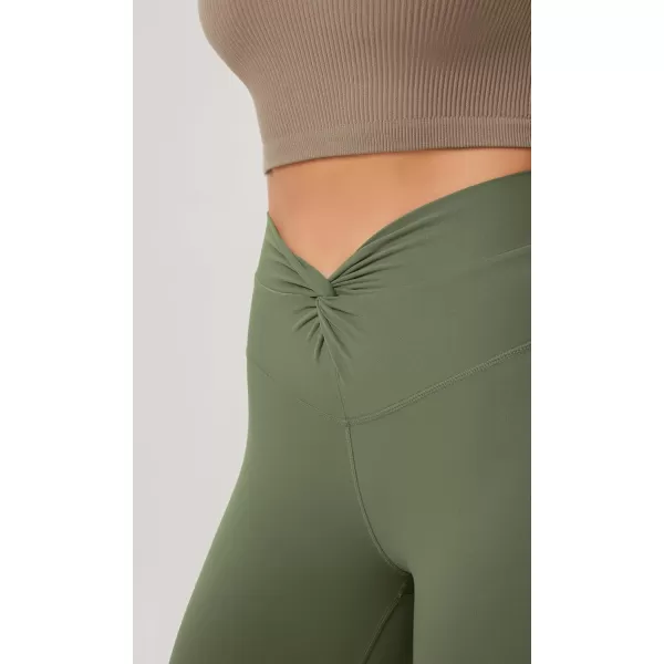 ODODOS Cloud Feeling Twist Yoga Leggings for Women 25quot  28quot High Waist Crossover Yoga PantsDark Olive