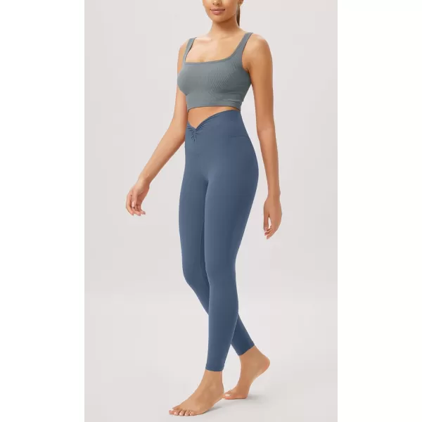 ODODOS Cloud Feeling Twist Yoga Leggings for Women 25quot  28quot High Waist Crossover Yoga PantsInk Blue