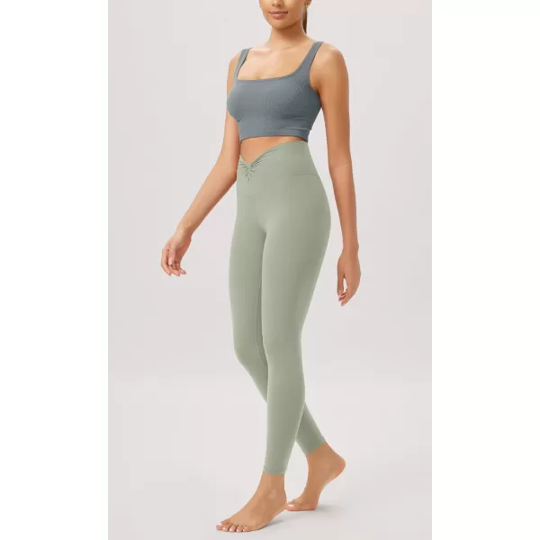ODODOS Cloud Feeling Twist Yoga Leggings for Women 25quot  28quot High Waist Crossover Yoga PantsLime Stone
