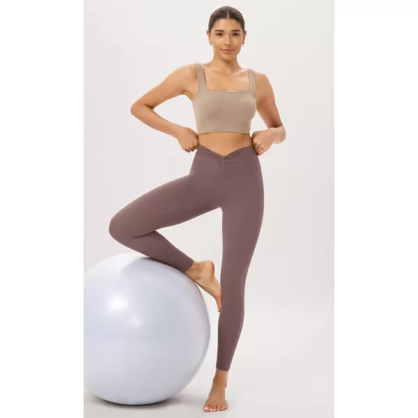 ODODOS Cloud Feeling Twist Yoga Leggings for Women 25quot  28quot High Waist Crossover Yoga PantsPurple Taupe