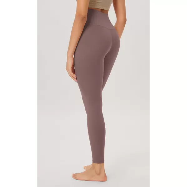 ODODOS Cloud Feeling Twist Yoga Leggings for Women 25quot  28quot High Waist Crossover Yoga PantsPurple Taupe