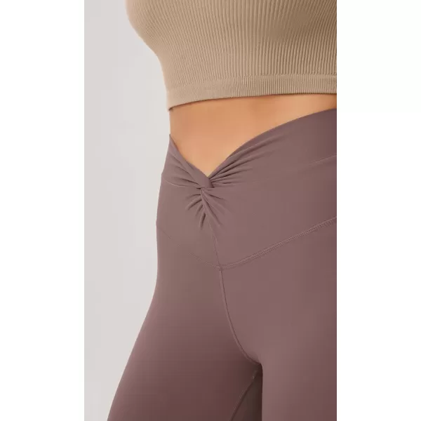 ODODOS Cloud Feeling Twist Yoga Leggings for Women 25quot  28quot High Waist Crossover Yoga PantsPurple Taupe
