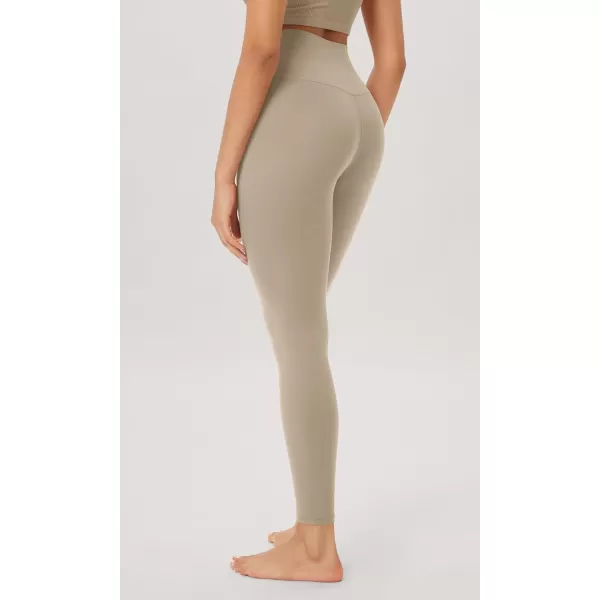 ODODOS Cloud Feeling Twist Yoga Leggings for Women 25quot  28quot High Waist Crossover Yoga PantsShaker Beige