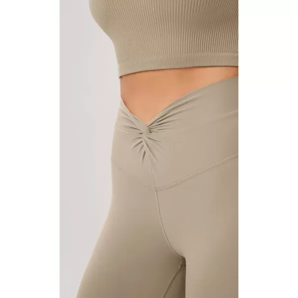 ODODOS Cloud Feeling Twist Yoga Leggings for Women 25quot  28quot High Waist Crossover Yoga PantsShaker Beige