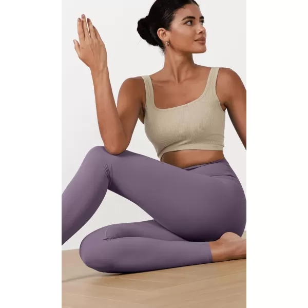 ODODOS ODCLOUD 2Pack Buttery Soft Lounge Yoga Leggings for Women 23quot  25quot 28quot High Waist Yoga PantsBlackash Violet