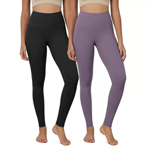 ODODOS ODCLOUD 2Pack Buttery Soft Lounge Yoga Leggings for Women 23quot  25quot 28quot High Waist Yoga PantsBlackash Violet