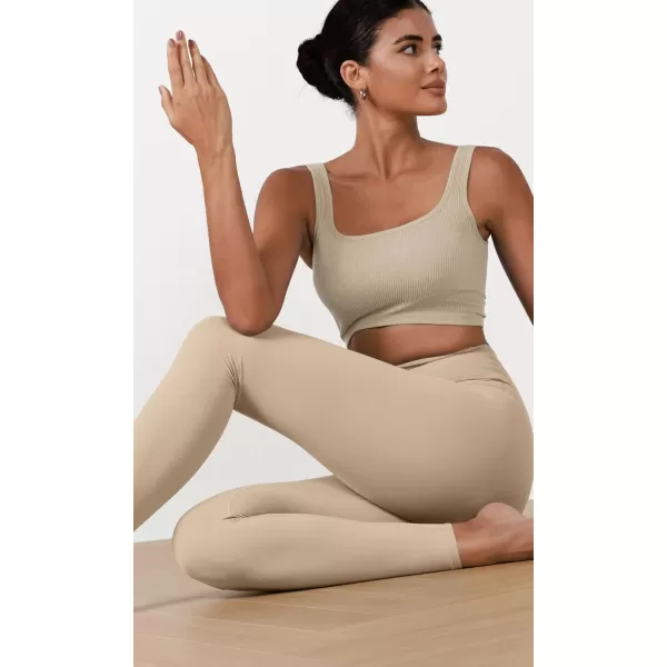 ODODOS ODCLOUD 2Pack Buttery Soft Lounge Yoga Leggings for Women 23quot  25quot 28quot High Waist Yoga PantsBlackbeige